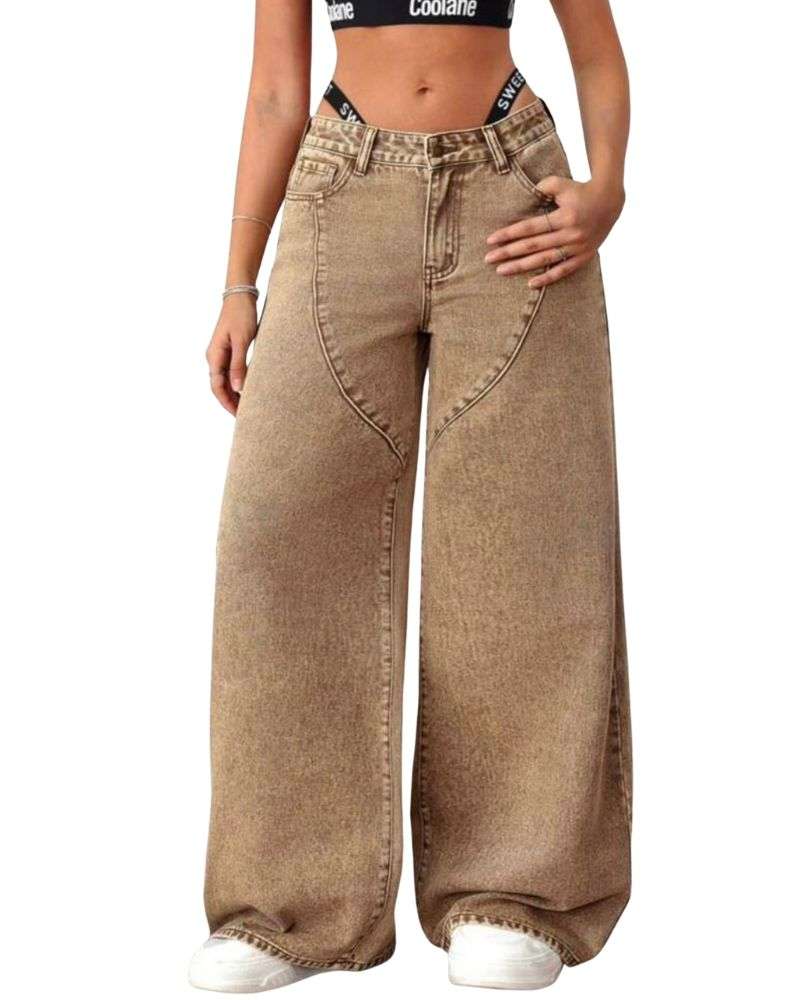 Female New Fashion Loose Leg Street Styled Baggy Jeans